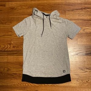 Gray Short Sleeve Hoodie with black mesh